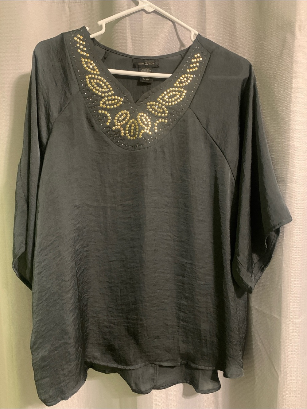 Sam & Max Black V-Neck Tunic with Gold Stud Embellishment